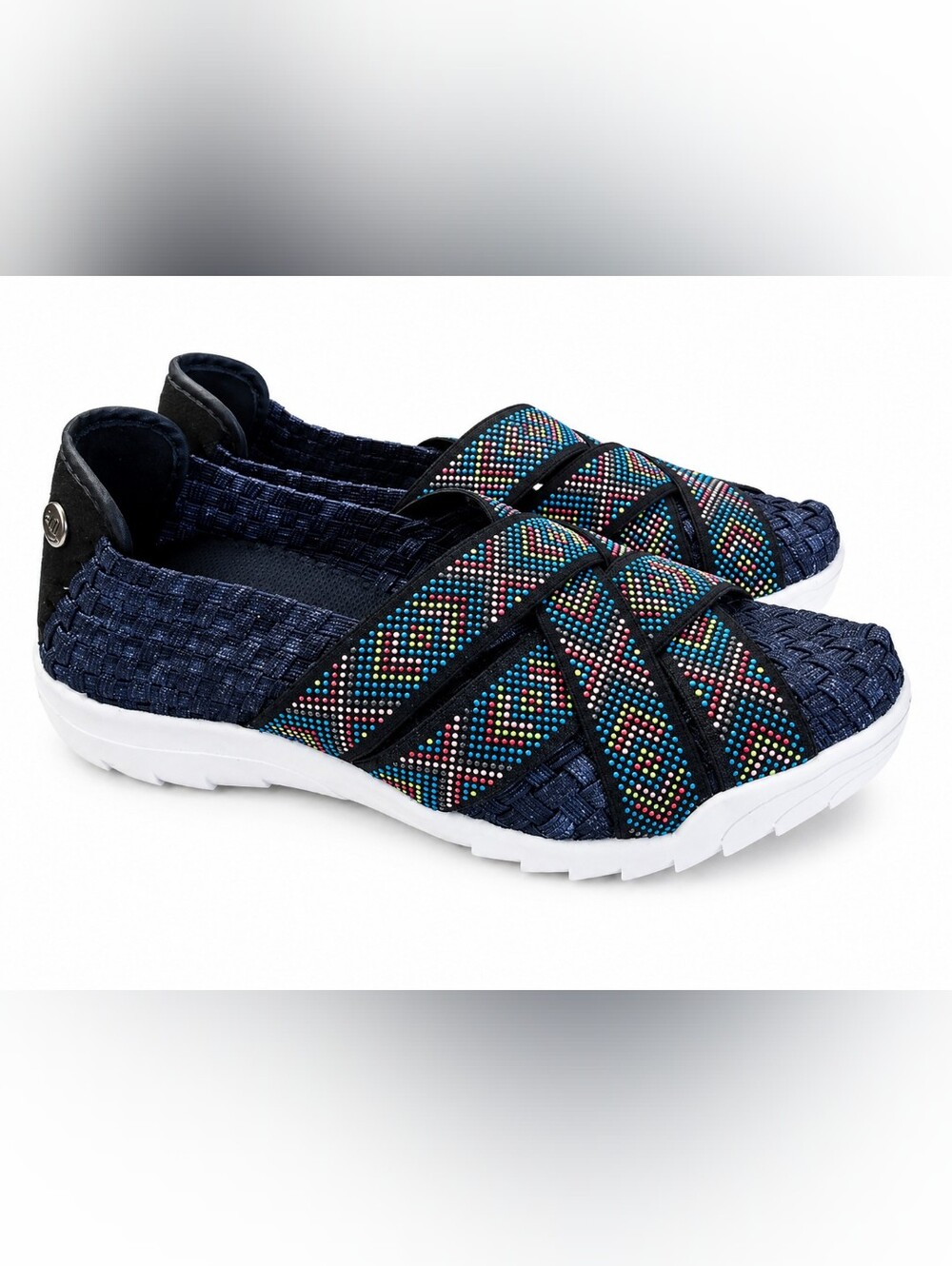 Women's Bernie Mev. Woven Sneakers Size 7.5 Blue Multicolor